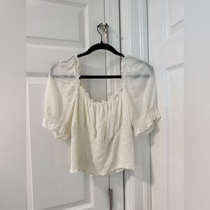 Reformation shirred top smocked short puff sleeve size medium in ivory